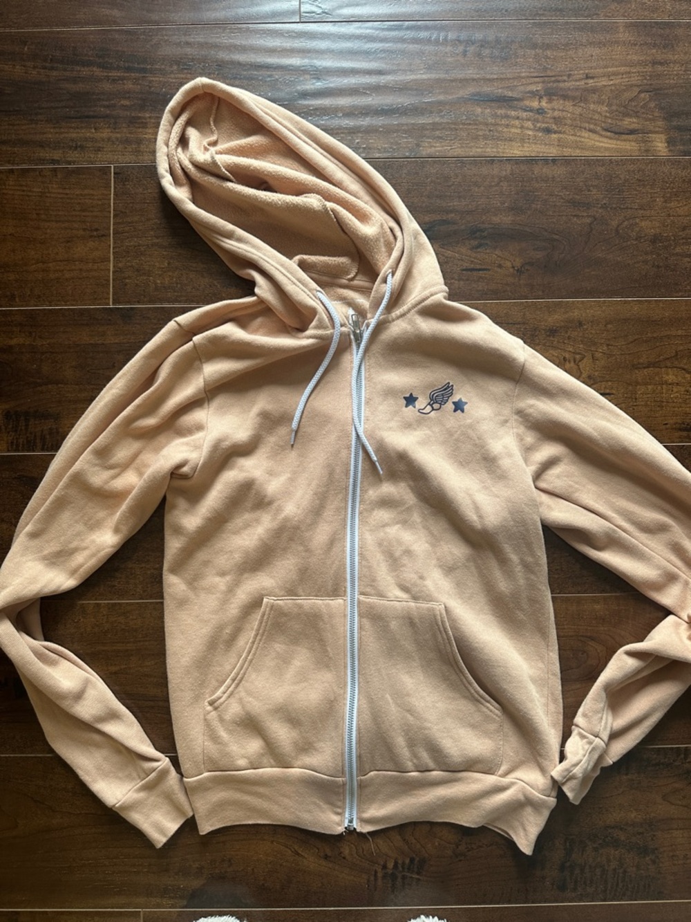 Peach Zip-Up Hoodie Jacket with Winged Logo